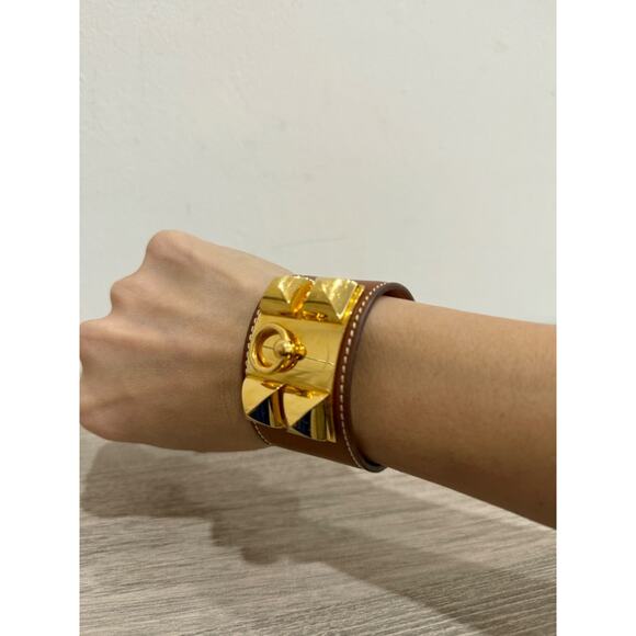Hermès Collier De Chien Leather and Metal Bracelet Gold *Adjustable - Picture 8 of 8